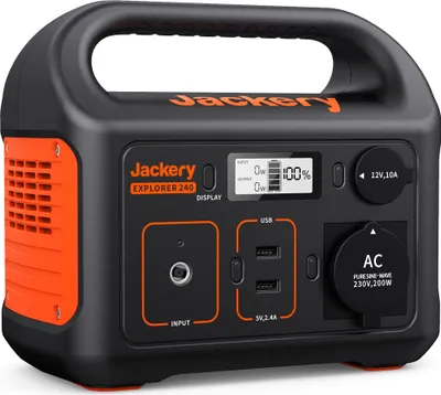 Produktbild von Jackery Explorer 240, 67200mAh/240Wh Tragbare Powerstation Mobiler Stromspeicher 200W Leistung, Mobile Solarspeicher für Outdoors Camping Reise