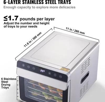 Image de Déshydrateur - 700W - 6 plateaux - Contrôle de température de 35 à 85°C