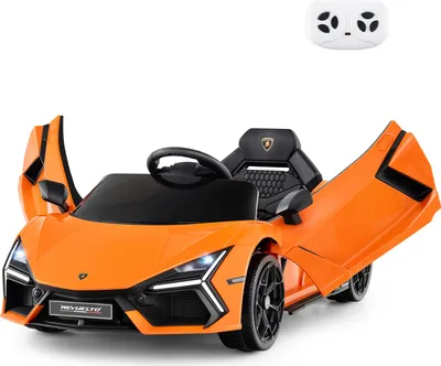 Produktbild von GOPLUIS Elektroauto für Kinder, 12V Lamborghini Kinderauto elektrish in 2 Modi, mit Fernbedienung & LED-Leuchten & Hupe & Musik, Orange
