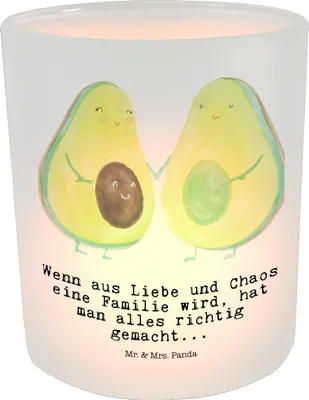 Produktbild von Mr. & Mrs. Panda Windlicht aus Glas Avocado Pärchen - Transparent - Geschenk, Schwangerschaft, Teelichthalter, Familie, Avocados, laterne teelicht, Kerzenhalter