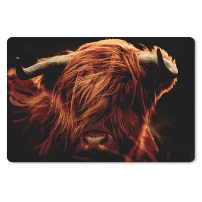 Produktbild von MuchoWow® Schreibtischunterlage Schottischer Highlander - Kuh - Hörner - Porträt - Tiere 60x40 cm - XXL Mauspad - Großes Mauspad