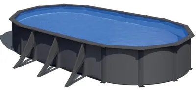 Produktbild von GRE Ovaler Stahlwandpool mit Anthrazitoptik KIT730GY – 730 x 375 x 120 cm, Komplettset