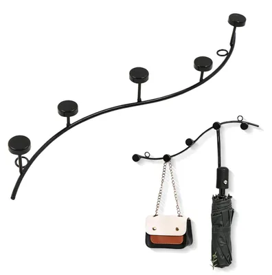 Wandhaken aus Metall, 5 Haken, schwarz, 40 cm, 1 Stück