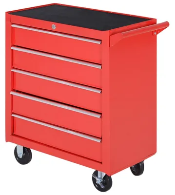 Obrázek produktu pro Nářadová vozík na kolečkách s 5 zásuvkami | Barva: červeno-černá | Rozměry: 33 x 69 x 75 cm