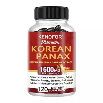 Immagine prodotto di Ginseng coreano 1600mg (120 capsule) integratore alimentare, energia, resistenza, salute maschile, cervello, memoria, funzione cognitiva