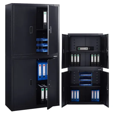 Immagine prodotto di AREBOS schedario 180x40x90 cm Armadio per ufficio Armadio per archiviazione nero con serratura