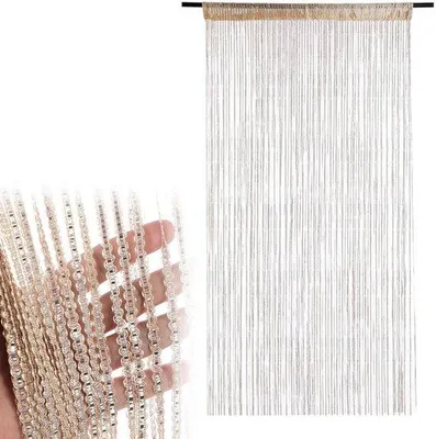 Obrázek produktu pro Uniqoos® Mřížka proti hmyzu s bambulkami – perlový závěs 91 x 200 cm, barva šampaň, dekorativní závěs a ochrana proti hmyzu, snadná instalace