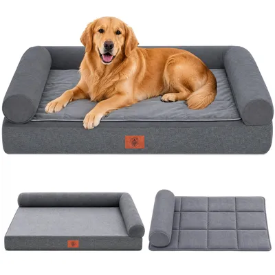 Productafbeelding van GTPLAYER Hondenbed – 130x105x21cm, met eierschalenfoam voor drukverlaging, waterdicht en wasbaar hondenbed met 2-in-1 koel-/verwarmingsmat