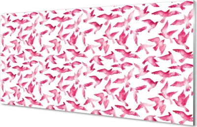 Produktbild von Glasbilder 100x50 Wandkunst rosa Vögel