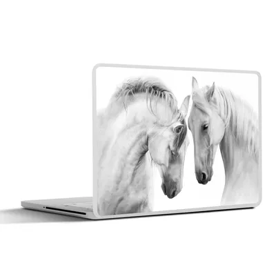 Produktbild von MuchoWow® Laptop Aufkleber Sticker Cover Pferd - Tiere - Porträt - Weiß 31x22.5 cm - Laptop-Deko