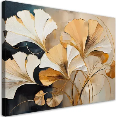 Produktbild von Leinwandbild Boho Blätter Natur 100x70 Feeby Beige bild für die wand bereit zum aufhängen