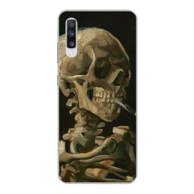 Obrázok produktu pre Kryt mobilného telefónu pre Samsung Galaxy A70 Hlava kostlivca s horiacou cigaretou - Vincent van Gogh Silikónové mäkké puzdro