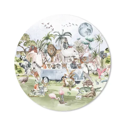 Produktbild von MuchoWow® Mauspad Mousepad Dschungel - Bus - Tiere - Kinder - Pflanzen 20x20 cm - Mousepads - Maus Mat - Pad - Mausunterlage - Schreibtischmatte