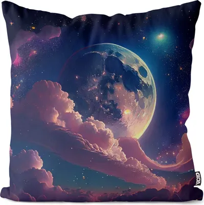 Produktbild von VOID Mond Weltall Sterne Nacht Kissenbezug Kissenhülle sofa couch wohnzimmer dekoration wasserfest Outdoor Garten Kissen bezug deko