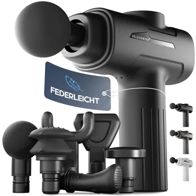 Image de Heroism Pistolet de massage avec 6 têtes de massage - Masseur musculaire 3200 rpm, rechargeable par USB-C - Gris