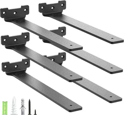 Productafbeelding van Plankhouders 30 cm - 6 Stuks Metalen Plankdragers met Schroeven - 70 kg Draagkracht - Zwart