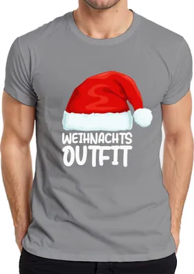 Produktbild von Weihnachtsoutfit Weihnachtsmütze Deko - Weihnachten Xmas Christmas Herren T-Shirt, Grau, XL