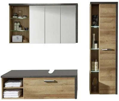 Image de Ensemble de salle de bains 3 pièces - Meuble de salle de bains - Marron