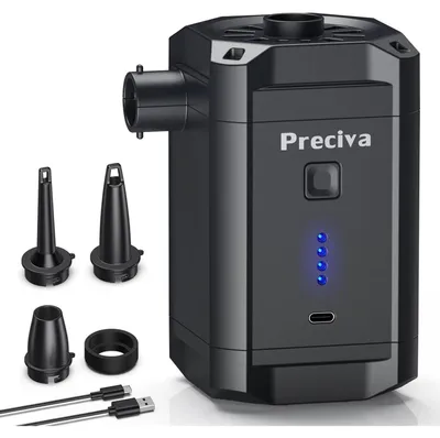 Obrázok produktu pre Elektrické vzduchové čerpadlo s batériou 5200 mAh, USB-C, s výkonom 280 litrov za minútu, vrátane 3 trysiek a puzdra
