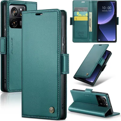Custodia A Portafoglio In Pelle Premium Per Xiaomi Mi 13T 5G E 13T Pro 5G - Marrone, Con Slot Per Carte E Supporto