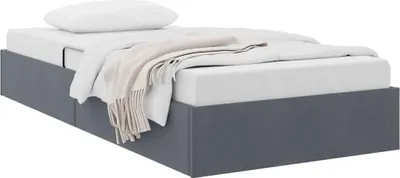 Produktbild von vidaXL Aufbewahrungsbett mit Kopfteil Dunkelgrau 90 x 190 cm Samt