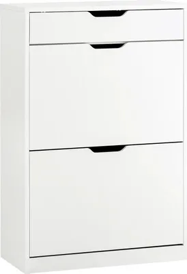 Image de Armoire à chaussures basculante Étagère à chaussures - FSR180-W - 4 abattants - 8 compartiments - 60×90×30 cm - Blanc