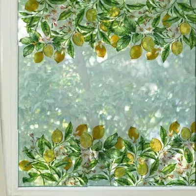 Produktbild von 38x116cm große Sommerpflanzen Anti-Kollision Fensterfolie Schutzfolie für Vögel
