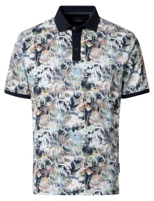 Produktbild von CasaModa Übergröße Poloshirt schwarz-weiß-grün Print