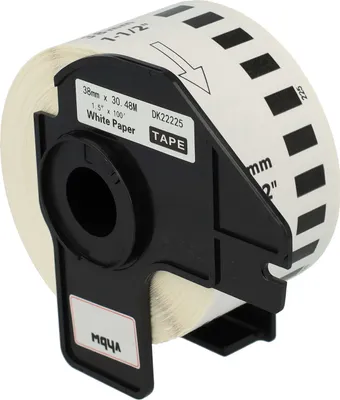 Produktbild von vhbw Rolle mit Halter 38mm x 30,48m (1 Etikette) kompatibel mit Brother PT QL-1050, QL1050N, QL-1060, QL1060N, QL-500, QL-500A, QL500BS Drucker Weiß