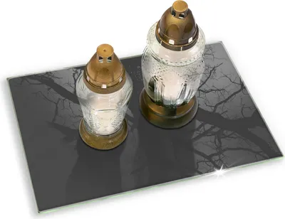 Produktbild von Glas Grabkerzen Untersetzer Motiv Gummifüße - 80x52 cm - Graue Farbe