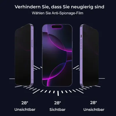 Three purple smartphones are displayed at different angles, with a dark purple background and white lines radiating from the bottom of the phones.