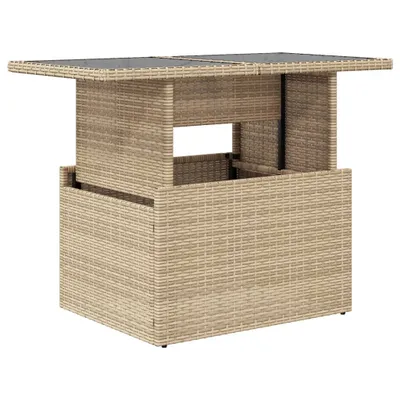 Immagine prodotto di vidaXL Tavolo da giardino con piano in vetro Beige 100x55x73 cm Poli rattan