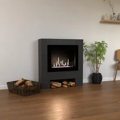 Produktbild von GLOW FIRE Ethanol Kamin 'Harstad RW' | Ethanolofen in Grau mit 3 Std. Brenndauer und 2 KW Heizleistung | BxHxT: 114,2x95,8x29,8 cm