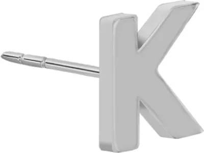Produktbild von New Bling 9NB-908K - Zilveren oorsteker Letter K – Rhodium Plated – 4 mm – Per Stuk
