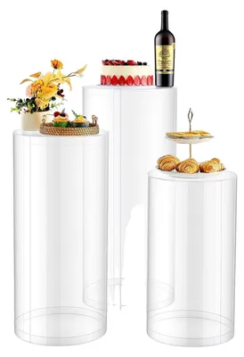 Produktbild von VEVOR 10PCS 60cm Hohe Hochzeitsblumenständer, Mit Acryl-Laminat, Acryl-Vasen-Säulen Geometrische Mittelstück-Ständer, Florale Ausstellungsregale für T-Stage-Events Empfang, Partydekoration Zuhause, Runde Säule, 60/75/90 cm (Transparent)