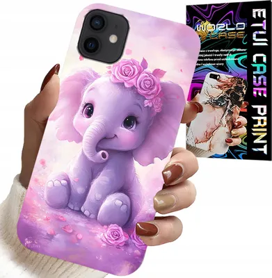 Image de Étui Pour Iphone 13 Mini - Éléphant Mignon Sur Fond Rose Étui + Film