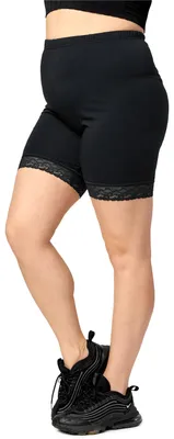 Produktbild von Merry Style Große Größen Damen Kurze Leggings mit Spitze aus Baumwolle MS10-459 (Schwarz, 7XL)