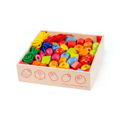 Obrázok produktu pre Bigjigs Toys Drevené navliekacie korálky v krabici
