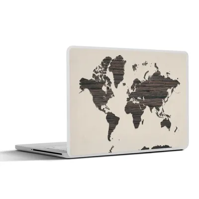 Produktbild von MuchoWow® Laptop Aufkleber Sticker Cover Weltkarte - Braun - Holz 30x22 cm - Laptop-Sticker