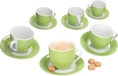 Produktbild von Famanu Kaffeetassen Set mit Untertassen für 6 Personen - 200 ml Porzellan