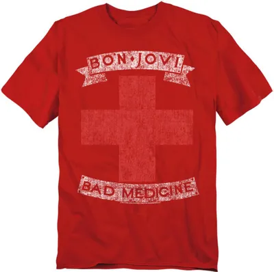 Produktbild von Bon Jovi - "Bad Medicine" T-Shirt für Herren/Damen Uni TV20671 (L) (Holzkohle)