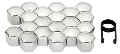 Productafbeelding van Wielmoerkapjes 21 mm, chroom, 20 + 1 st.