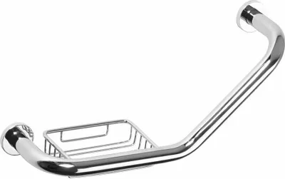 Image de Barre de maintien coudée OMEGA avec porte savon 40x25x13cm