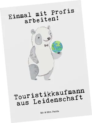 Produktbild von Mr. & Mrs. Panda Postkarte Touristikkaufmann Leidenschaft - Weiß - Geschenk, Ansichtskarten, bildkarte, Postkarten, Ansichtskarte, Grußkarte