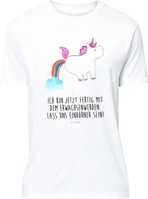 Produktbild von Mr. & Mrs. Panda S T-Shirt Einhorn Pupsen - Weiß - Geschenk, Tshirt, Glitzer, Freundin, Unicorn, Jersey-Shirt, Spaß, mit Aufdruck, Regenbogen, oberteil