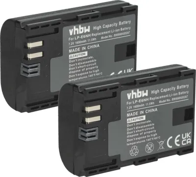 Produktbild von vhbw 2x Akku kompatibel mit Canon EOS 60D, 5D Mark III, 5D Mark IV, 6D, 60Da, 5DS, 5DS R, 70D, 6D Mark II, 5D Mark II, 7D Kamera (1600 mAh, 7,2 V, Li-Ion)