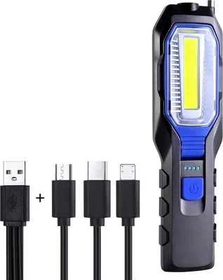 Produktbild von Werkplaats-Lampe - mechanisch - draagbar - COB - USB - 2800 mAh - magneetvoet - 360-Grad-Halter - Selbsttest