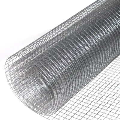 A roll of galvanized wire mesh is shown on a white background.
