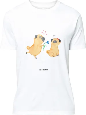 Produktbild von Mr. & Mrs. Panda Größe XXL T-Shirt Mops Verliebt - Weiß - Geschenk, Hund, Oversize, Sprüche, Übergrößen Herren, Knuffig, Lustiges, Liebe, Shirt, Tshirt