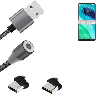 Produktbild von K-S-Trade Hochwertiges Magnet-Lade-kabel Sync-Kabel Daten-Kabel für Motorola G8 mit USB-Typ-C-Anschluss und Micro-USB-Anschluss 2A bis zu 480mbps